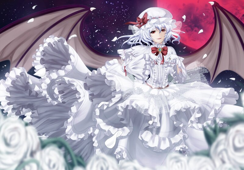 Anime girl with wings and white dress