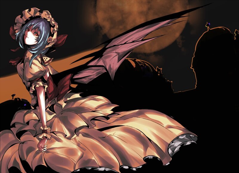 anime girl with wings at night
