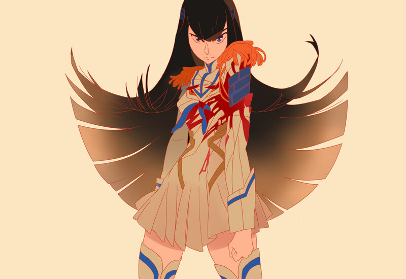 Anime Girl with Wings — Beige, Dramatic