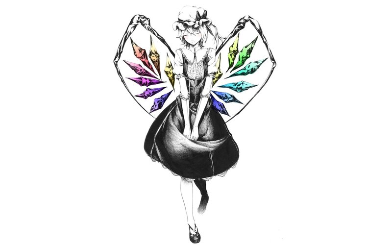 Anime Girl with Wings — Black, Calm