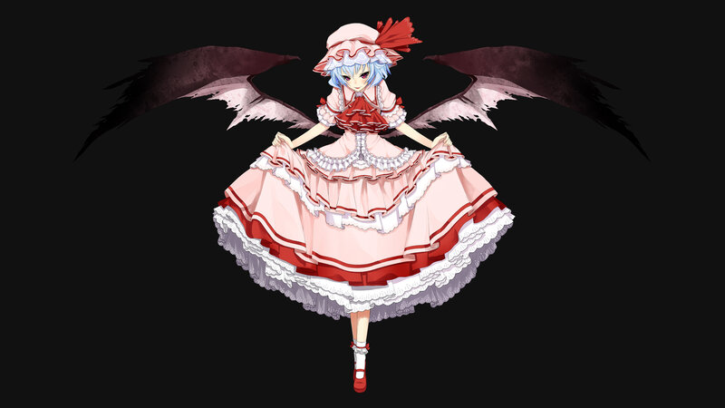 Anime Girl with Wings — Black, Dramatic, Digital Art, Dress, Hat