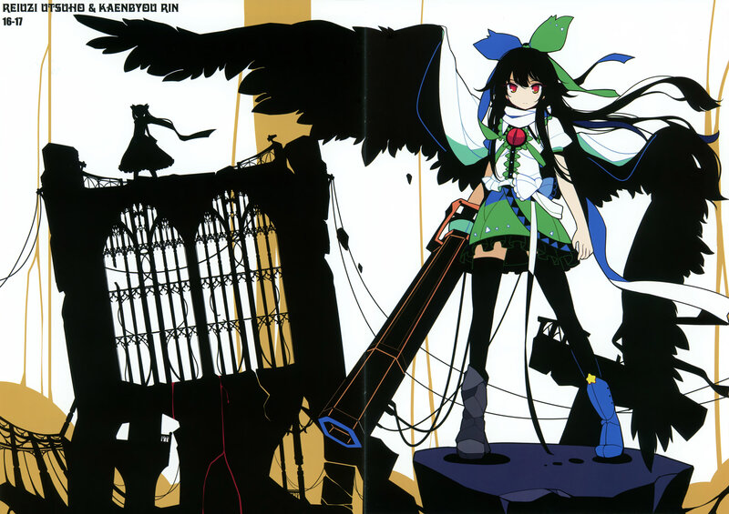Anime Girl with Wings — Black, Dramatic, Manga, Gun