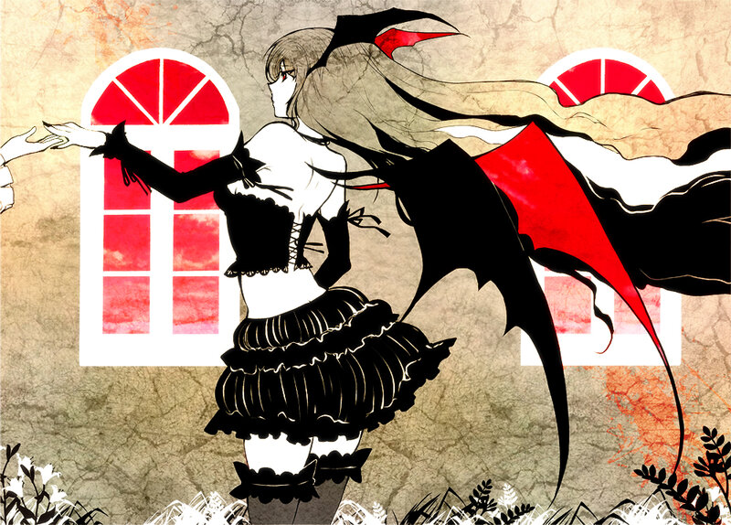 Anime Girl with Wings — Black, Dramatic, Manga, Windows