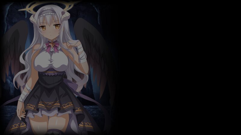 Anime Girl with Wings — Black, Dramatic, Night, Halo