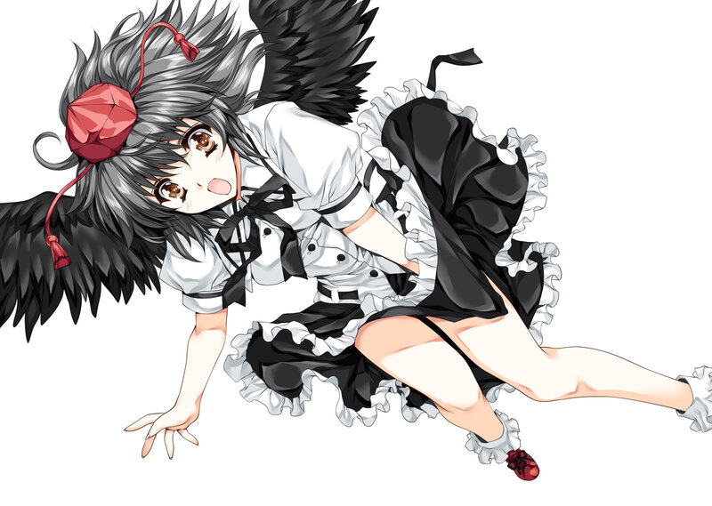 Anime Girl with Wings — Black, Dynamic, Dress