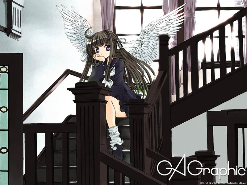 Anime Girl with Wings — Black, Melancholic, Manga