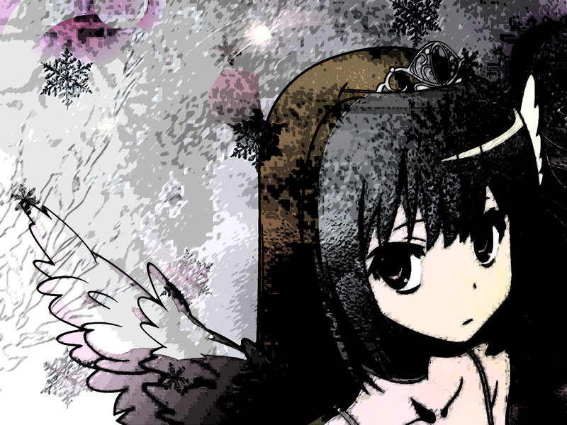 Anime Girl with Wings — Black, Melancholic
