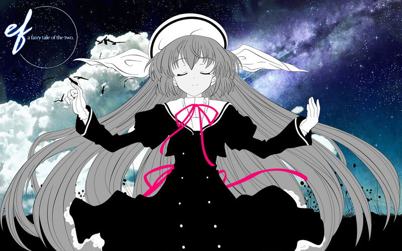 Anime Girl with Wings — Black, Serene, Night, Manga
