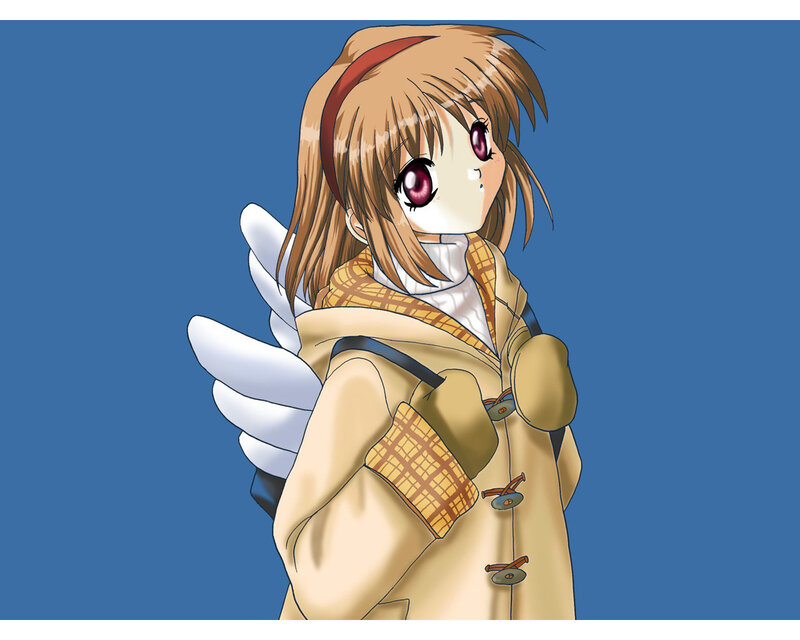 Anime Girl with Wings — Blue, Calm, Coat