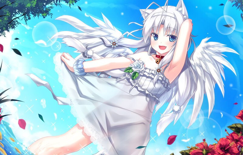 Anime Girl with Wings — Blue, Cheerful, Summer