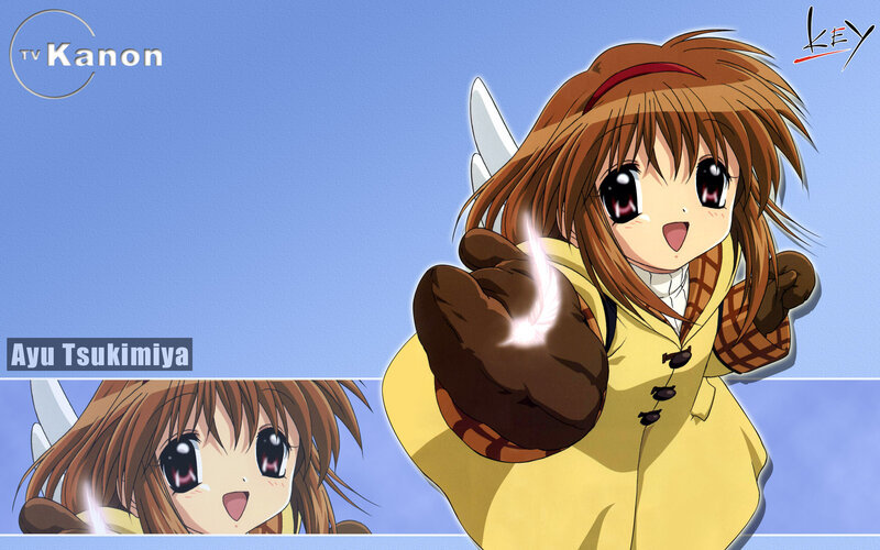 Anime Girl with Wings — Blue, Cheerful, Yellow Coat, Gloves