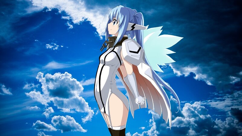 Anime Girl with Wings — Blue, Dramatic, Afternoon, Clouds