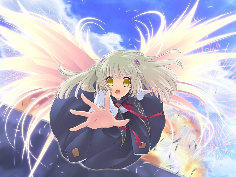 Anime Girl with Wings — Blue, Dramatic, Afternoon