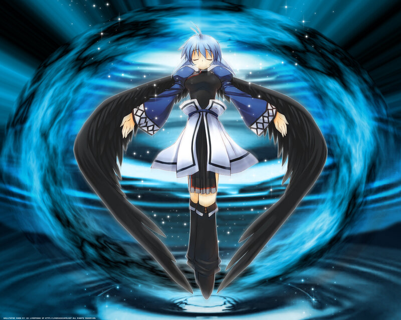 Anime Girl with Wings — Blue, Dramatic, Blue Energy