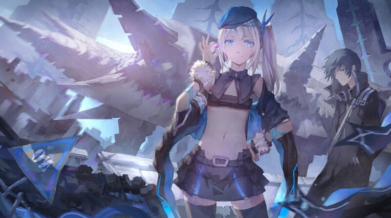 Anime Girl with Wings — Blue, Dramatic, Digital Art, Male Character