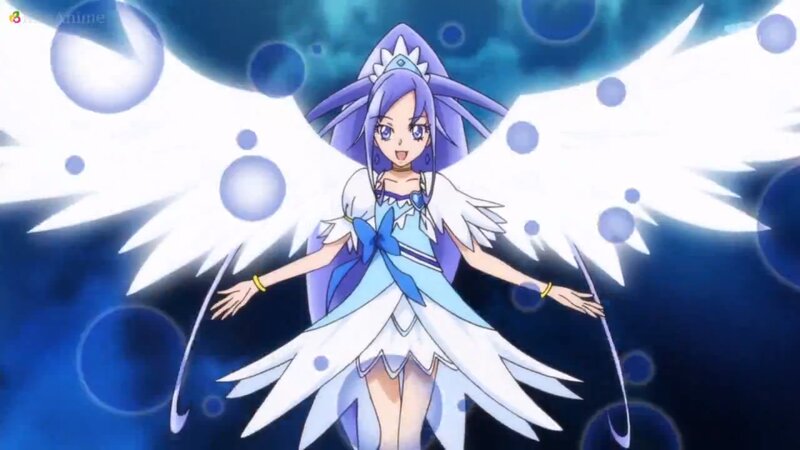 Anime Girl with Wings — Blue, Dramatic, Dress, Crown