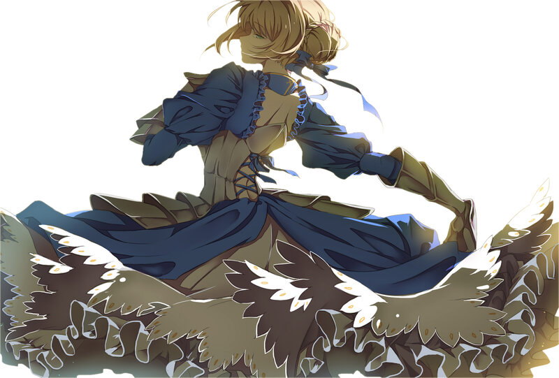 Anime Girl with Wings — Blue, Dramatic, Dress