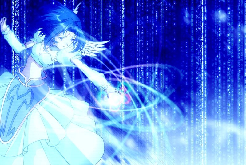 Anime Girl with Wings — Blue, Dramatic, Magic