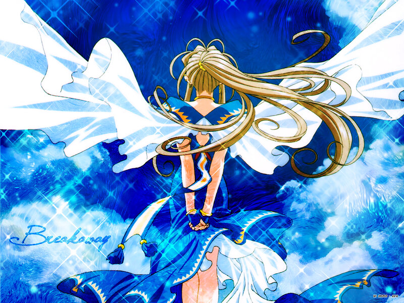 Anime Girl with Wings — Blue, Dramatic, Manga, Long Hair