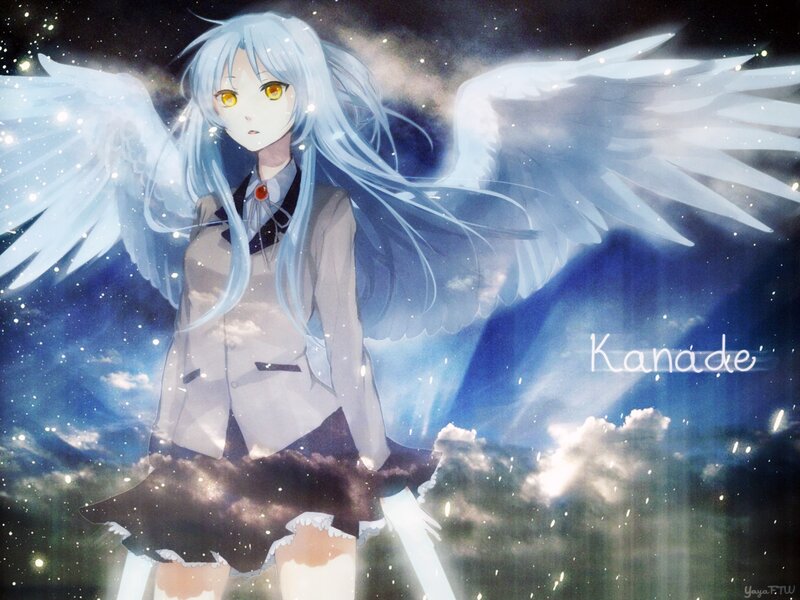 Anime Girl with Wings — Blue, Dramatic, Night, Digital Art, School Uniform, Stars