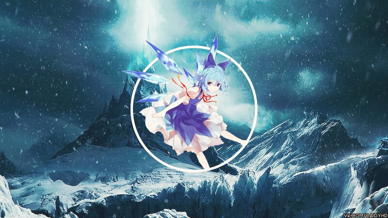 Anime Girl with Wings — Blue, Dramatic, Winter, Digital Art