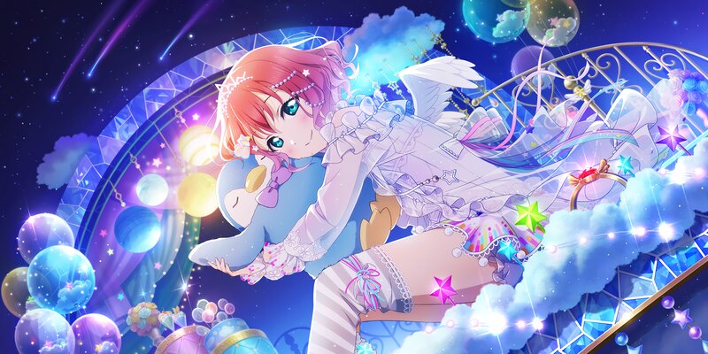 Anime Girl with Wings — Blue, Dreamy, Night, Digital Art, Angel Wings