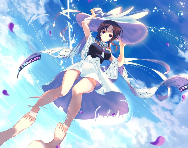 Anime Girl with Wings — Blue, Dynamic, Clouds