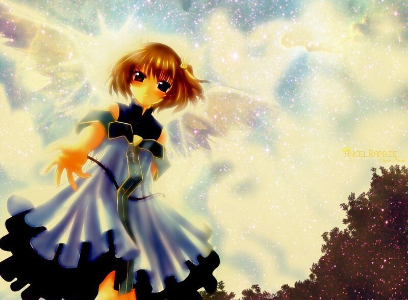 Anime Girl with Wings — Blue, Ethereal, Night, Dress