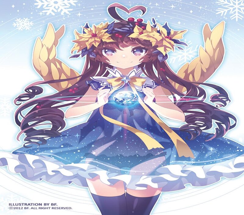 Anime Girl with Wings — Blue, Festive
