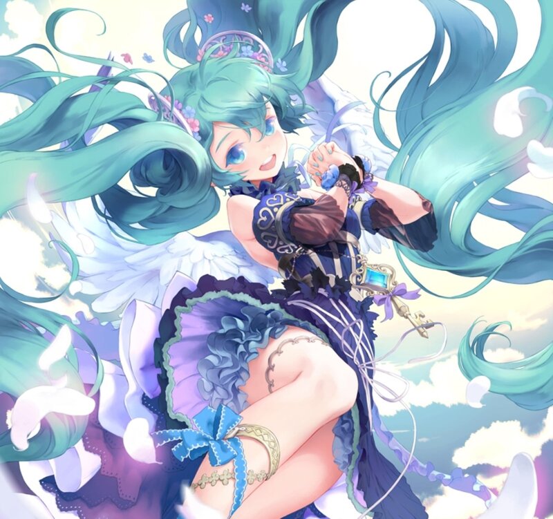 Anime Girl with Wings — Blue, Joyful