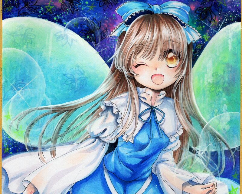 Anime Girl with Wings — Blue, Magical, Night