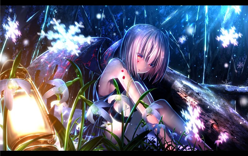 Anime Girl with Wings — Blue, Mystical