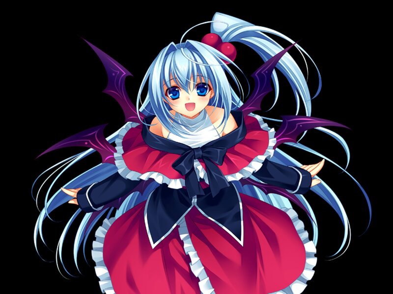 Anime Girl with Wings — Blue, Playful, Dress