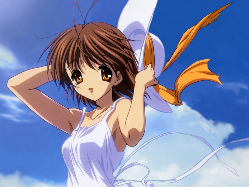 Anime Girl with Wings — Blue, Serene, Afternoon, Ribbon
