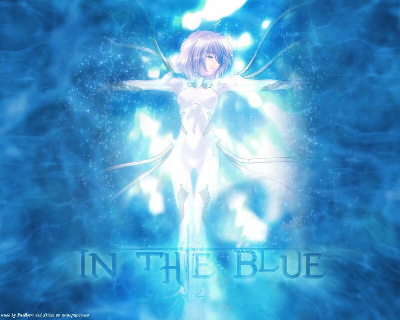 Anime Girl with Wings — Blue, Serene, Light
