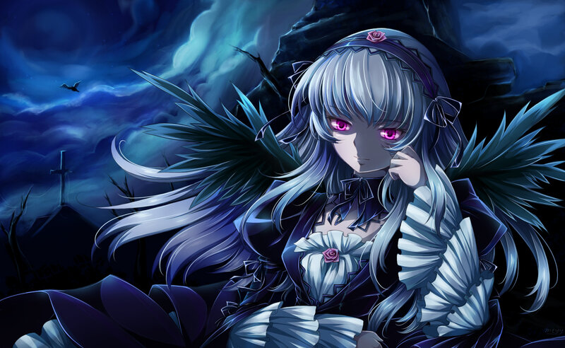 Anime Girl with Wings — Blue