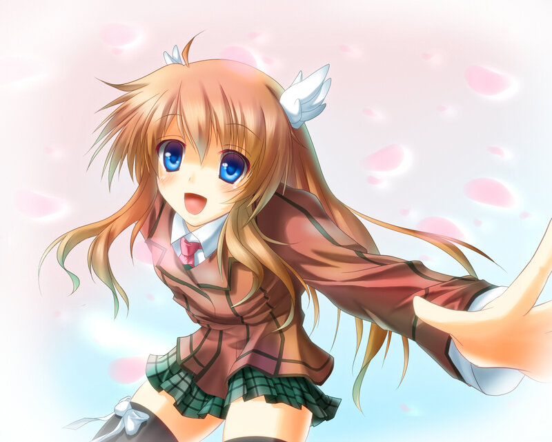 Anime Girl with Wings — Brown, Cheerful