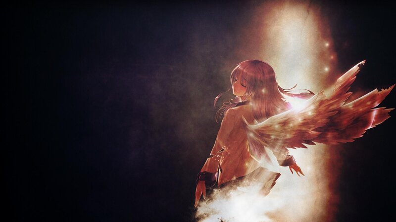 Anime Girl with Wings — Brown, Dramatic, Digital Art, Light