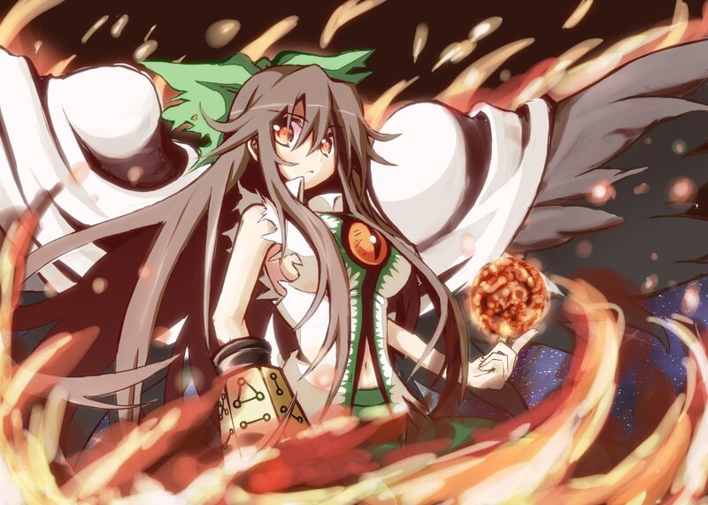 Anime Girl with Wings — Brown, Dramatic, Fire
