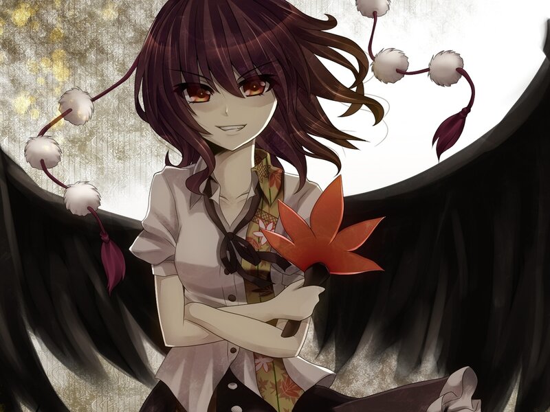 Anime Girl with Wings — Brown, Dramatic, Night