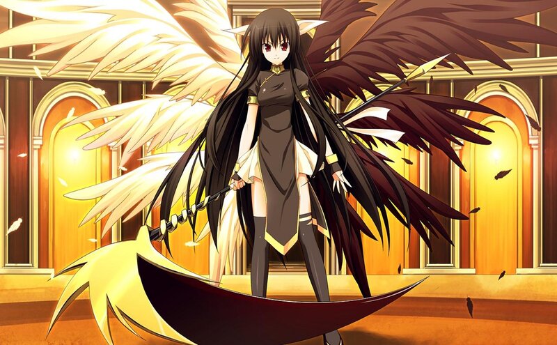 Anime Girl with Wings — Brown, Dramatic, Sickle