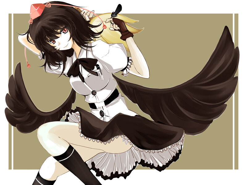 Anime Girl with Wings — Brown, Playful, Digital Art