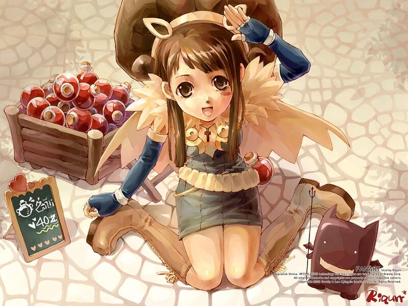Anime Girl with Wings — Brown, Playful