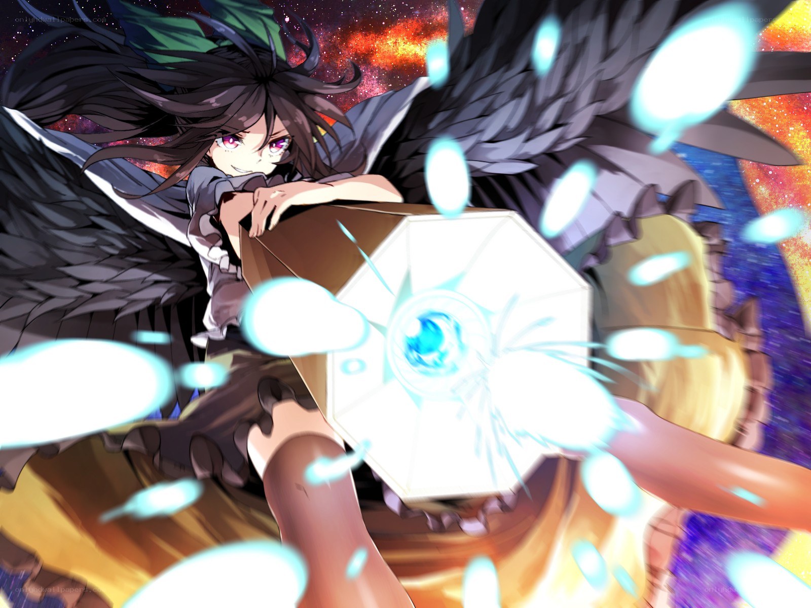 Anime girl with wings casting spell
