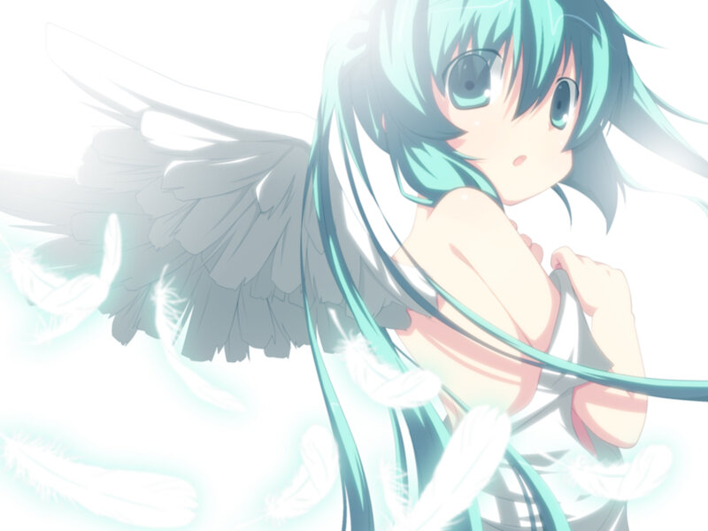 Anime Girl with Wings — Cyan, Serene