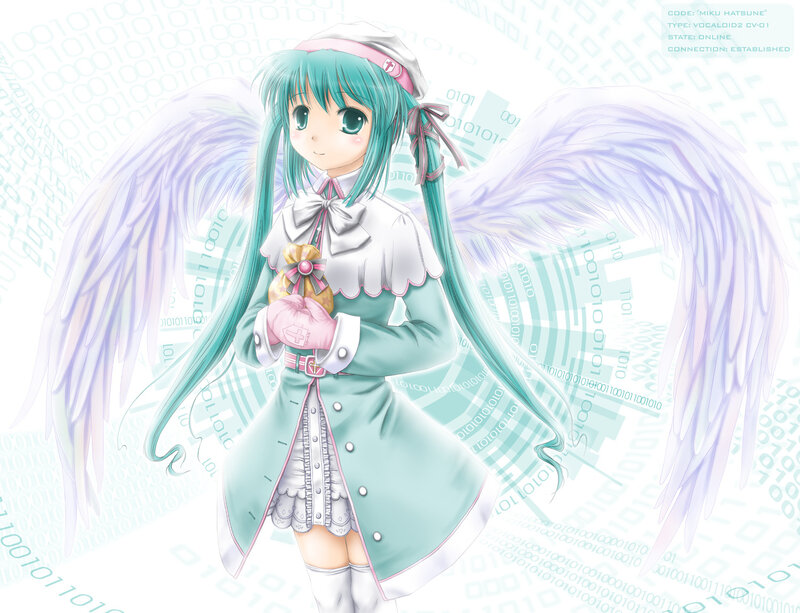 Anime Girl with Wings — Cyan