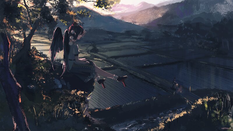 Anime Girl with Wings — Dark Blue