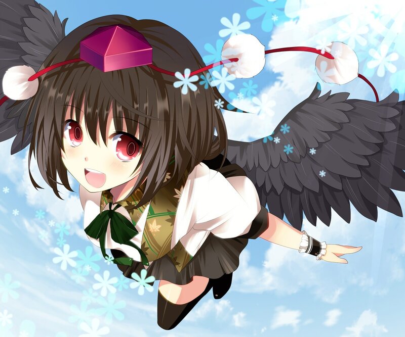 anime girl with wings flying