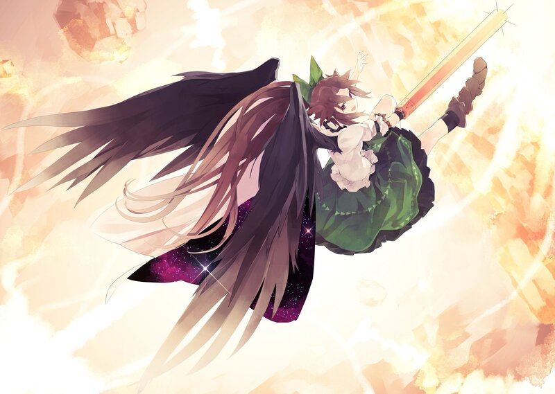 Anime girl with wings flying