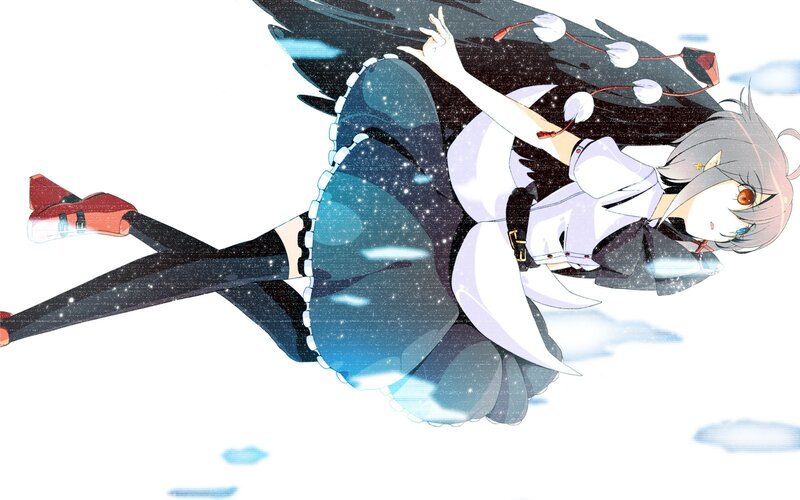 anime girl with wings flying